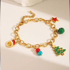 Christmas 🤶 Gold Charm Bracelet Q220